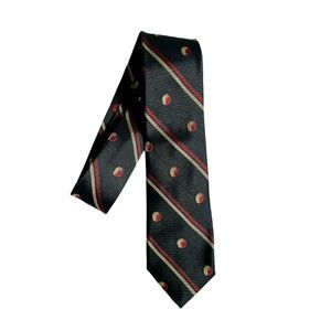 Gant by Michael Bastian Black Red Gold Stripe & Circle Dot Pattern Slim Silk Tie